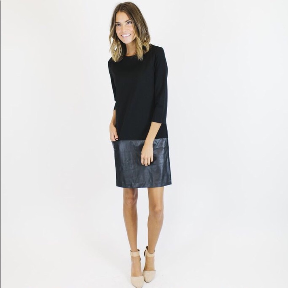 Black and leather banded dress
